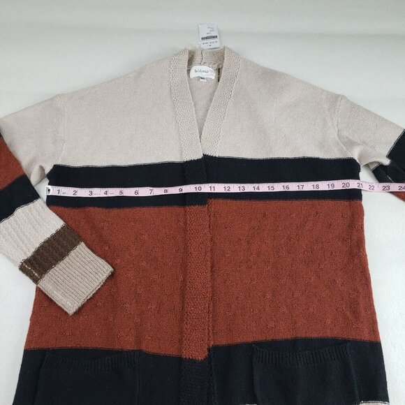Bohme Striped Duster Cardigan Sweater Womens Medium/Large Brown Open Front NEW - Picture 6 of 10